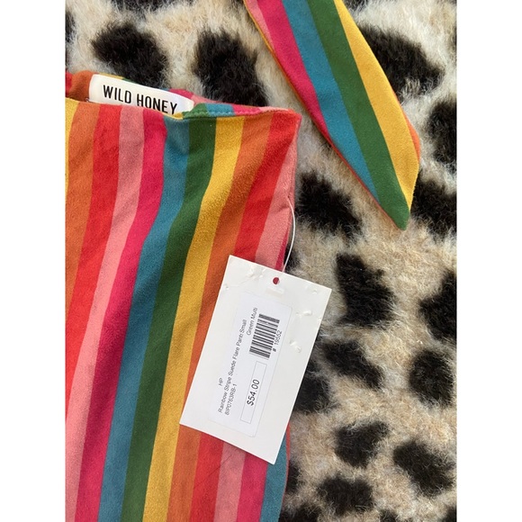 NEW! RARE! Rainbow Stripe Suede Tie Top and Flare Pants - Picture 4 of 7